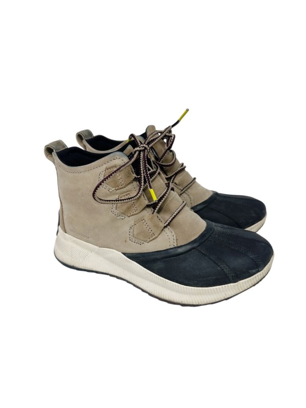 Sorel Out N About Waterproof Duck Boots Women's 7 Taupe Black Suede
